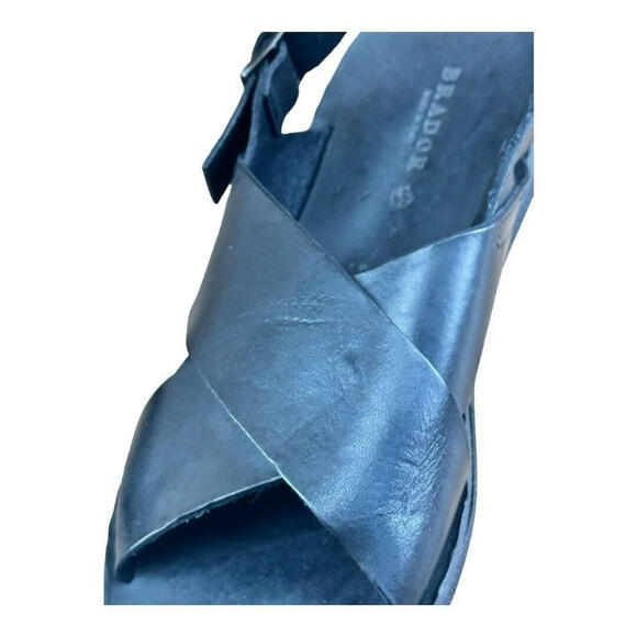 BRADOR Men size 8.5-9 Noisy Black Sandals Leather - Picture 4 of 7